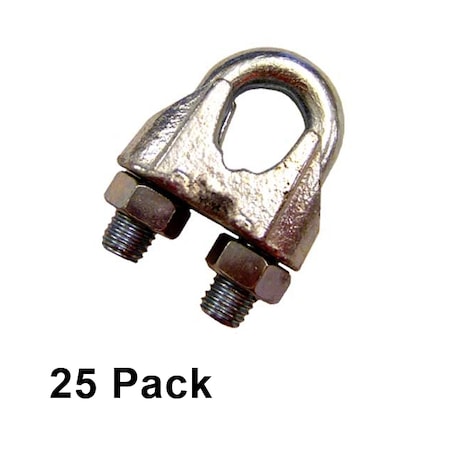 Us Cargo Control 1/4 Zinc Plated Malleable Wire Rope Clip, PK25 MWRC14-25PK